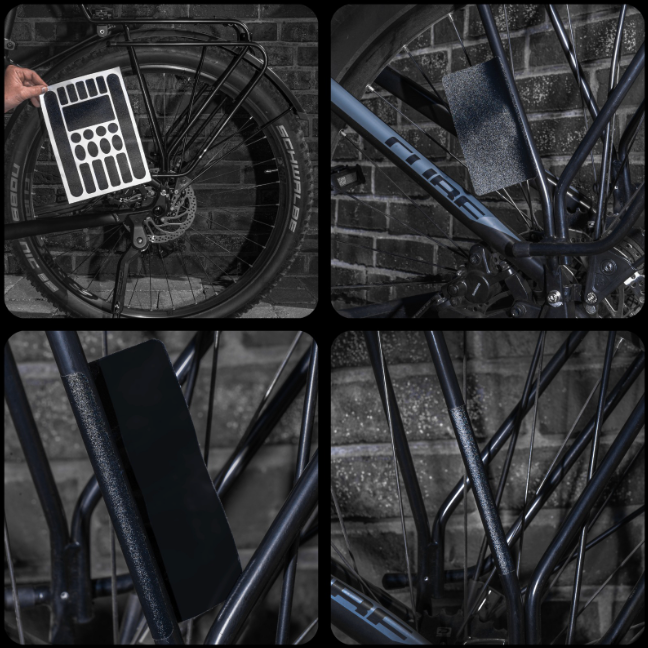 HXHWKEN 2 stuks fietsbeschermingsfolie, fietskettingsteunen, stickers, fietsframe, beschermingsstickers voor framebescherming, mountainbike, racefiets, MTB, BMX, carbon zwart